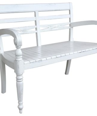 TRADE WINDS RAFFLES Bench Traditional Antique 2-Seat Painted White