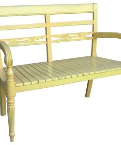 TRADE WINDS RAFFLES Bench Traditional Antique 2-Seat Painted Yellow