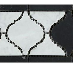 4"x12" Ferrari Polished Marble Lantern Border, Ferrari, Black, Set of 50