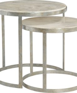 Tiffin Nesting Tables, Set of 2 Matte Silver, Marble