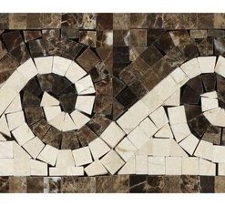 4"x12" Emperador Dark Wave Border, Emp. Dark, Crema Marfil, Set of 50
