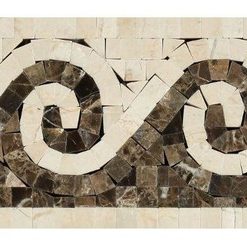 4"x12" Crema Marfil Polished Wave Border, Crema Marfil, Emp. Dark, Set of 50