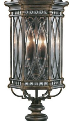 Warwickshire Outdoor Adjustable Pier/Post Mount, 3-Light, Dark Iron Patina, 32"H