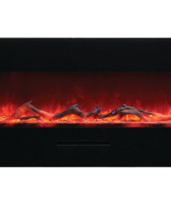 48" Flush Mount fireplace with Black Glass Surround, Log set