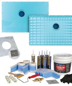 TrueDEK Shower Base, Premium Waterproof, Drain, Brushed Stainless, 59"x32.2"