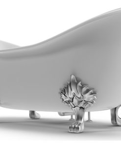 Taylor 71-inch Double Slipper Cast Iron Bathtub, Floor Mount_white_ball