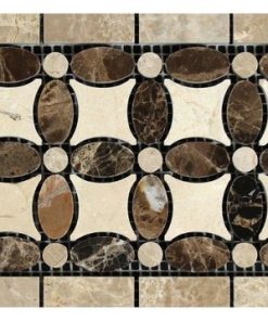 4"x12" Emperador Dark Polished Border, Emp. Dark, Crema Marfil, Set of 50