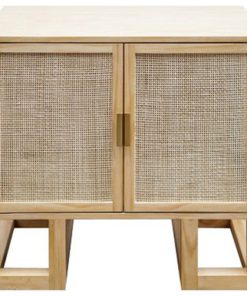 Worlds Away, Tucker Cabinet With Cane Door and Brass Hardware, Acacia Wood