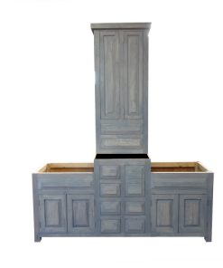 Wiley Tower Reclaimed wood Rustic Bathroom Vanity, Gray Wash, 60 X 20 X 32, With