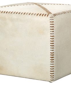 White Hide Ottoman, Large
