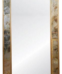 Worlds Away - Dion Rectangular Antiqued Floor Mirror With Gold Leafed Edging
