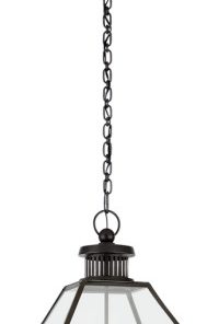 Stratford Medium Hanging Lantern in Blackened Copper with Clear Glass