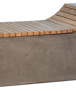 49"L Leila Left Bench Solid Concrete Inset Wooden Seat