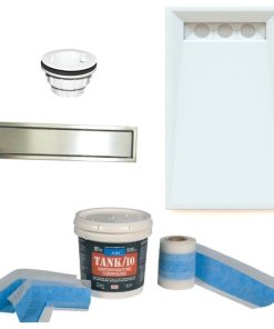 TrueDEK Shower Base, Pro Waterproof, Solid Drain, Brushed SS, 51.2"x32.2"