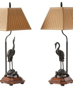 Theodore Alexander Meiji Cranes Table Lamp, Set of 2