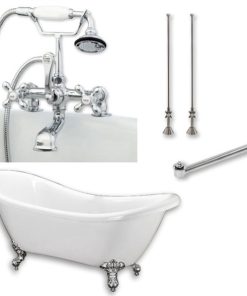 68" Double Slipper Tub, Deckmount British Telephone Plumbing 2" Risers