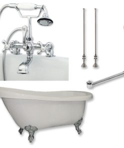 67" Acrylic Slipper Tub, British Telephone Plumbing Deckmount 2" Riser