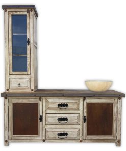 Woodland 72" Rustic Vanity With Tower, Metal Panels