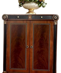 Wooden Shoe Cabinet With Bronze and Black Accents