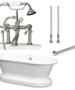 70" Acrylic Double Ended Pedestal Tub, British Telephone Plumb 6" Riser