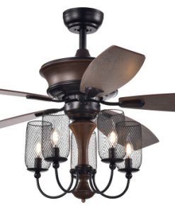 Warehouse of Tiffany's CFL-8412REMO/IW Slatin 52", 5 Light, Indoor, Black