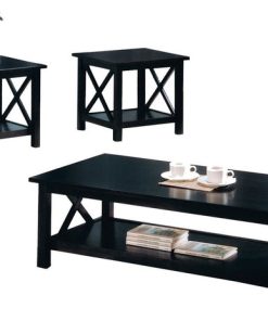 Wooden Table Set With X Design On Sides, Pack of Three, Dark Brown