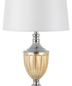 150W 3 way Derby Metal/Glass Table Lamp, Chrome Finish, Set of 2