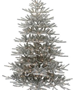 7' Pre-Lit Warm White LED Vail Flocked Pine Tree