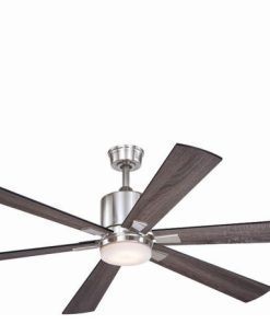 Wheelock Nickel Indoor-Outdoor Ceiling Fan With LED Light Kit and Remote, Satin