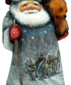 Troika W Bear Signature Santa, Woodcarved Figurine