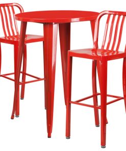 3-Piece 30" Round Metal Bar Set, Red