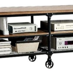 72" TV Console With Caster Wheels, Medium Oak