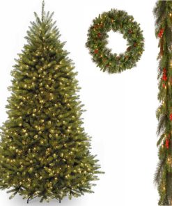 7.5' Dunhill(R Fir Tree, Crestwood Spruce Garland, 30" Crestwood Spruce Wreath