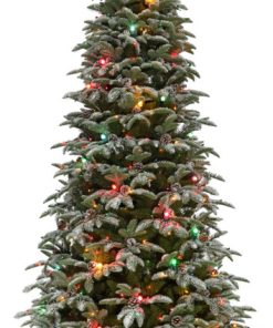 7.5' Eagle Rock Tree With Natural Embellishments and Multi Color Twinkle Lights