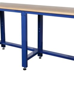 65" Workbench With Hardwood Top Work Surface, Blue