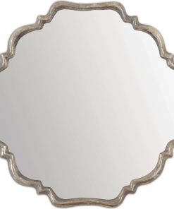 33" Shaped Quatrefoil Silver Wall Mirror