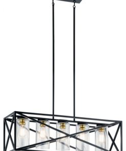 5 light Linear Chandelier - Lodge/Country/Rustic inspirations - 12.75 inches