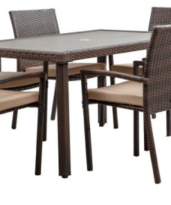 Wicker Patio Dining Table Set, Brown, 7-Pieces