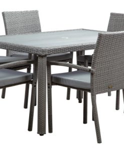 Wicker Patio Dining Table Set, Gray, 7-Pieces