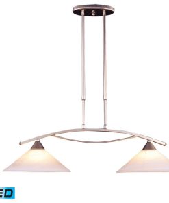 Two Light Satin Nickel Tea Swirl Glass Island Light
