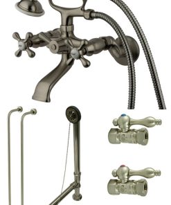Vintage Wall Mount Clawfoot Tub Package in Satin Nickel