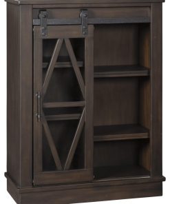 Wooden Accent Cabinet with Sliding Door, Brown