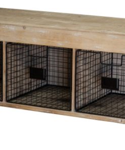 Wood Bench With Baskets