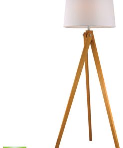 63" Wooden Tripod LED Floor Lamp, Natural Wood Tone