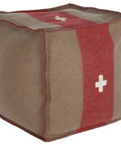 Swiss Army Pouf 24X24X24 Brown And Red