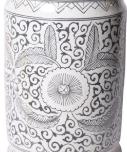 Umbrella Vase Stand Peony Flower Black Varying Ceramic Handmade Ha