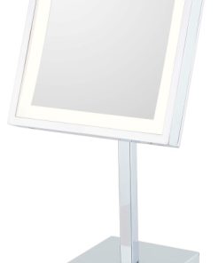 713-35 Single-Sided LED Square Free Standing Mirror Rechargeable, Chrome