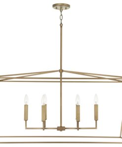 Thea Six Light Island Pendant, Aged Brass