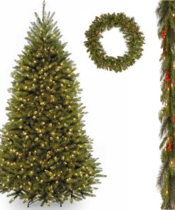 7.5' Dunhill(R Fir Tree, Crestwood Spruce Garland, 36" Crestwood Spruce Wreath