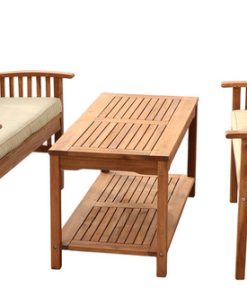 3-Piece Acacia Wood Patio Conversation Set, Brown